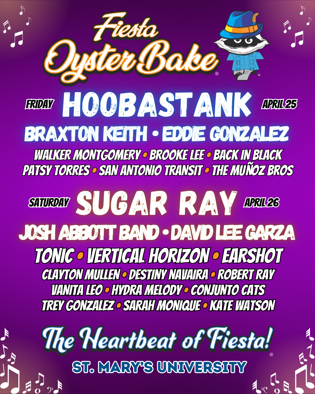 Fiesta Oyster Bake 2025 Lineup